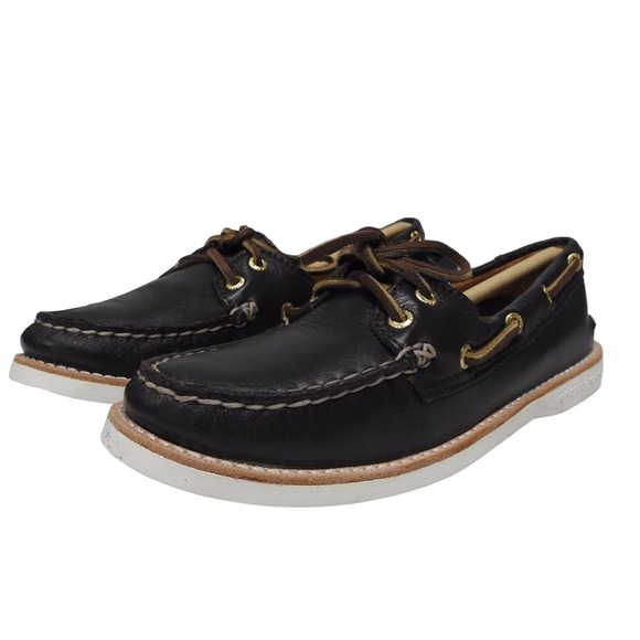 Sperry Top Sider Gold Cup women's size 5 M Dark brown 2 eye boat shoe loafers - Picture 1 of 8